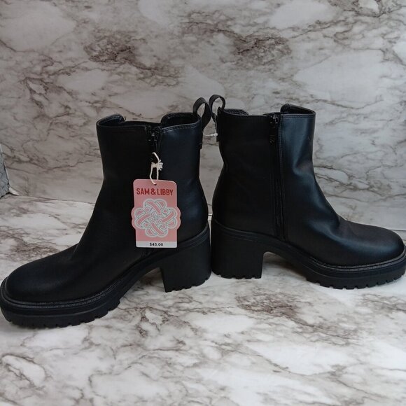 SAM&LIBBY Women's Camila Block Heel Chunky Chelsea Boot Black Size 8 Side zip - Picture 6 of 12